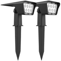 Set van 2 solarspots 2 in 1 projector om op te plakken of te bevestigen - LUMISKY - CURTIS - H31,5 cm - Witte LED