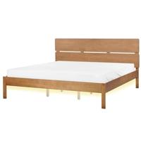 Beliani-BOISSET -Bed met LED-Lichthout-180 x 200 cm-Rubberhout