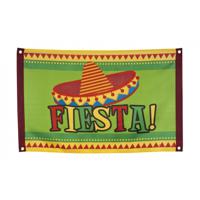 Mexicaans thema feest vlag Fiesta - 60 x 90 cm - polyester - landen versiering