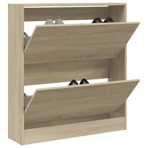 Schoenenkast 80x21x87,5 cm bewerkt hout sonoma eikenkleurig