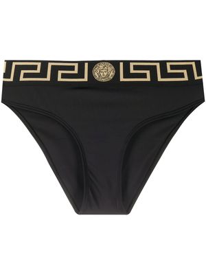 Versace bas de bikini à bande Greca - Noir