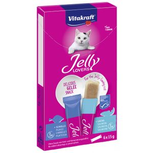 Vitakraft Jelly Lovers met zalm & schol kattensnack (6 x 15 g) 3 verpakkingen