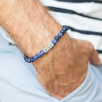 Edelsteen armband graveren - Blauw - M