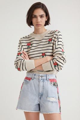 Spijkershort met patch - BLUE - 38