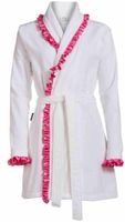 Witte badjas met roze ruffles - M/L