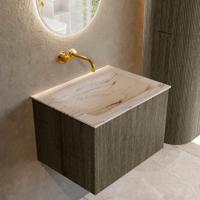 Badmeubel Mondiaz Kurve-Dlux | 60 cm | Meubelkleur Shadow | Wastafelkleur Nata | Solid surface | Wasbak midden spoelbak | Zonder kraangat(en)