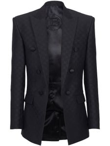 Balmain blazer satiné à motif monogrammé - Noir