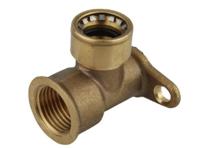 Kirchhoff Messing hoek muurplaat, blank, 15 mm x 1/2" IT, 1 socket, (S472g) - 989478117