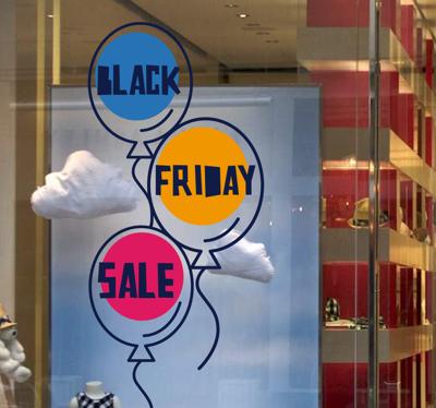 Raamsticker Black Friday ballonnen