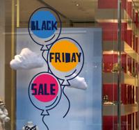Raamsticker Black Friday ballonnen