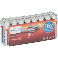 16x Philips power alkaline AA batterijen   -