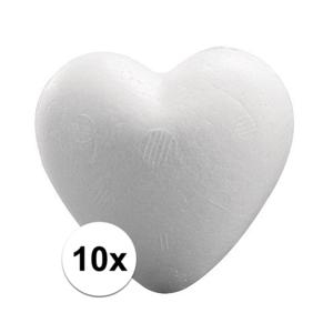 Piepschuim hobby vormen hartje - 10x - wit - van 12 cm - knutselen figuren