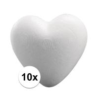 Piepschuim hobby vormen hartje - 10x - wit - van 12 cm - knutselen figuren