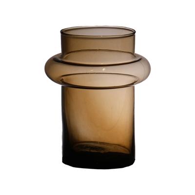 Hakbijl Glass Bloemenvaas Luna - transparant amber - eco glas - 15 x 20 cm - cilinder vaas