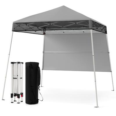 Paviljoen 2 x 2 m Pop-up Vouwpaviljoen Hoogteverstelbaar met Zijwand & Bodemhaak Waterdicht & Zonnebescherming Partytent Tuinpaviljoen Grijs