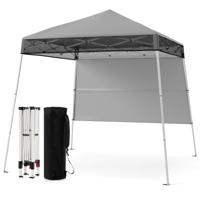 Paviljoen 2 x 2 m Pop-up Vouwpaviljoen Hoogteverstelbaar met Zijwand & Bodemhaak Waterdicht & Zonnebescherming Partytent Tuinpaviljoen Grijs
