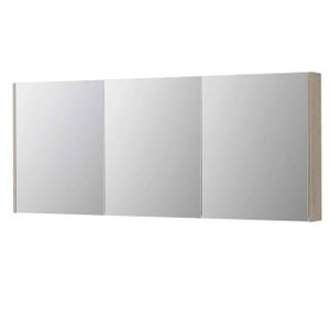 INK SPK2 Spiegelkast - 180x14x74cm - 3 deuren - dubbelzijdige Spiegel - schakelaar en stopcontact - MFC Ivoor eiken 1105580