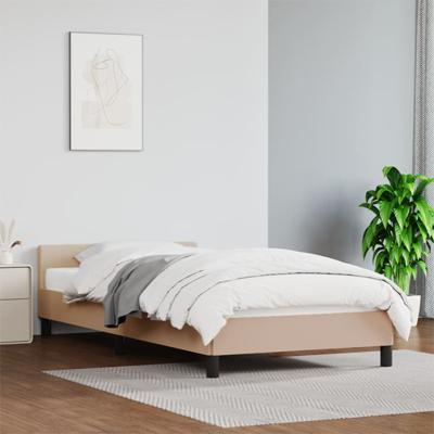Bedframe met hoofdbord kunstleer cappuccinokleurig 90x200 cm