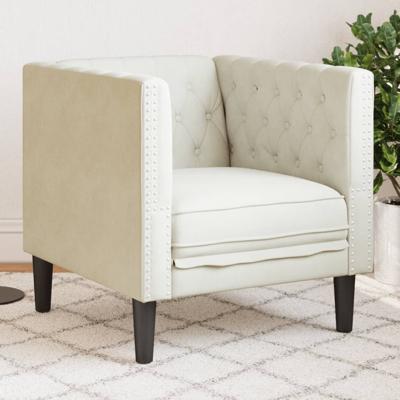Fauteuil Chesterfield-stijl fluweel crmekleurig