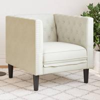 Fauteuil Chesterfield-stijl fluweel crmekleurig