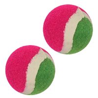 Vangbal ballen - 2x - roze/groen - speelgoed - dia 5 cm   - - thumbnail