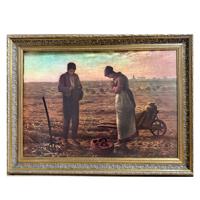 Schilderij met Lijst Werken op het land -5