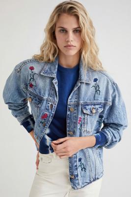 Gebloemde denim shacket - BLUE - L