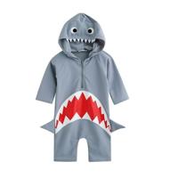 Blauwe dierlijke haaien zwempak Baby jongen badpak Uv bescherming pak Size:S(BLUE)