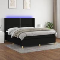 Boxspring met matras en LED stof zwart 180x200 cm