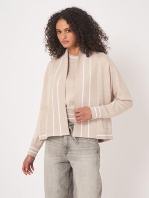 Open vest met strependetail in katoenmix