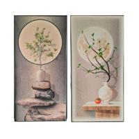 Schilderij Home ESPRIT Bruin Groen Orientaals Vaas 80 x 3,5 x 160 cm (2 Stuks)