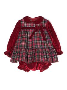 La Stupenderia robe en velours à motif tartan - Rouge