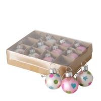 Boltze Home Kerstbal mini glas roze-wit 12 stuks
