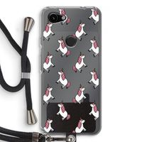 Eenhoorns overal: Pixel 3a Transparant Hoesje met koord