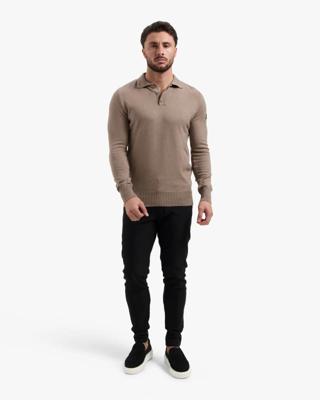Malelions Knitted Long Sleeve Polo Mm1-ps25-09 Poloshirts 336 Taupe