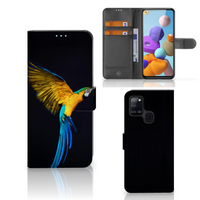 Samsung Galaxy A21s Telefoonhoesje met Pasjes Papegaai - thumbnail
