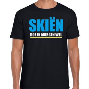 Apres ski t-shirt Skien doe ik morgen wel zwart heren - Wintersport shirt - Foute apres ski outfit