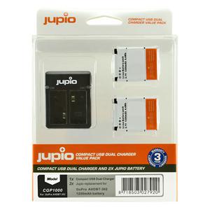 Jupio Kit met 2x Battery GoPro AHDBT-302 HERO3+ 1200mAh + Compact USB Dual Charger