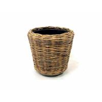 Planten/bloemen mand - rond - rotan - gevlochten riet - D44 x H43 cm - drypot Planten/bloemen mand - rond - rotan - gevlochten riet - D44 x H43 cm - drypot