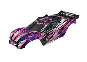 Body, Rustler 4X4 VXL, pink/ window, grill, lights decal sheet (TRX-6717P)