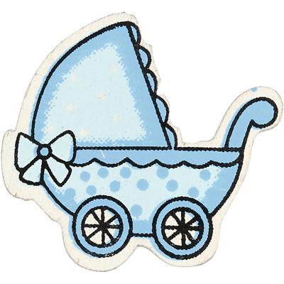 Creativ Company Kinderwagen, afm 34x31 mm, dikte 1,7 mm, lichtblauw, 10 stuk/ 1 doos