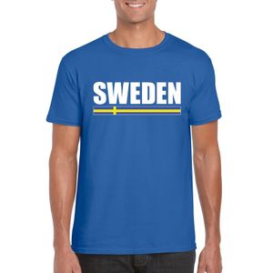 Blauw Zweden supporter t-shirt voor heren