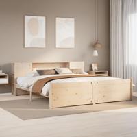 Bed met boekenkast zonder matras massief grenenhout 200x200 cm