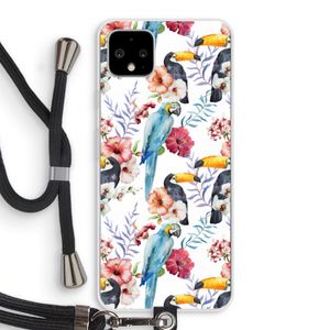 Bloemen tukan: Pixel 4 XL Transparant Hoesje met koord