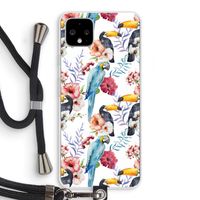 Bloemen tukan: Pixel 4 XL Transparant Hoesje met koord