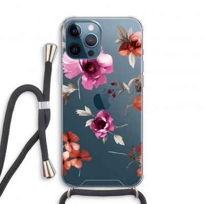 Geschilderde bloemen: iPhone 12 Pro Transparant Hoesje met koord