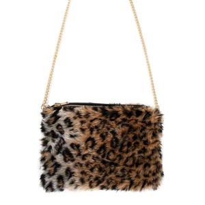 Pluche tasje luipaard/panter print voor dames - foute party/carnaval