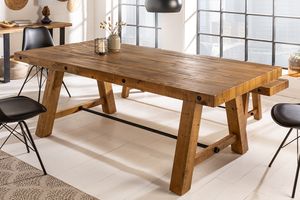 Massieve eettafel FINCA 200cm vintage bruin gerecycled grenenhout industrieel design - 41246