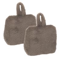 Home & Styling Fake Fur Deurstopper - 2x - 1 kg - grijs - stof - gewicht - 7 x 17 cm - deurstop