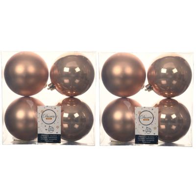 Decoris Kerstballen - 16x st - toffee bruin - D10 cm - kunststof - kerstversiering